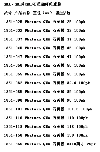 1851-865GE WHAMAN 矩形8*10in石英滤纸