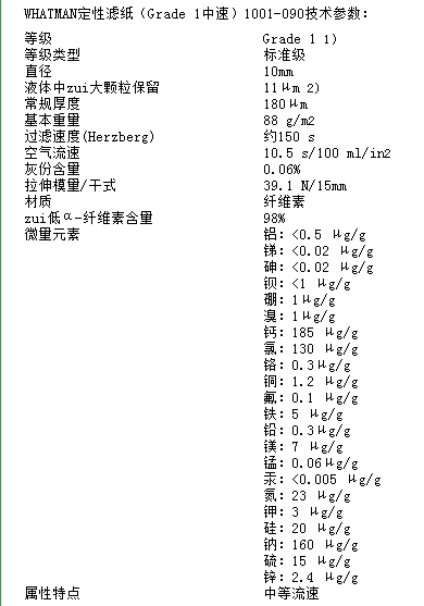 1001-090英国whatman沃特曼Grade1定性滤纸