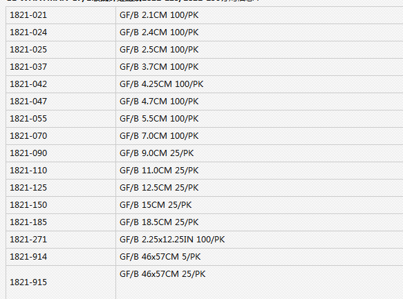 1821-070沃特曼GF/B无粘合剂玻璃微纤维滤纸1.0um